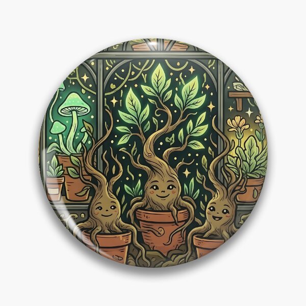 Item preview, Whimsical Magical Greenhouse with Cute Mandrake Plants Art designed and sold by KreonaTime.
