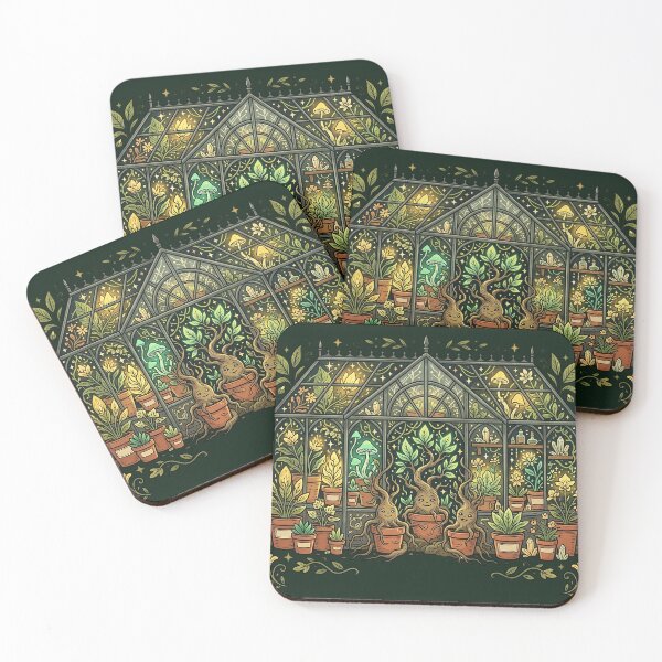 Item preview, Whimsical Magical Greenhouse with Cute Mandrake Plants Art designed and sold by KreonaTime.