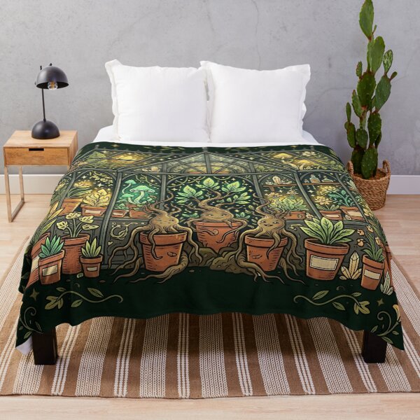 Item preview, Whimsical Magical Greenhouse with Cute Mandrake Plants Art designed and sold by KreonaTime.