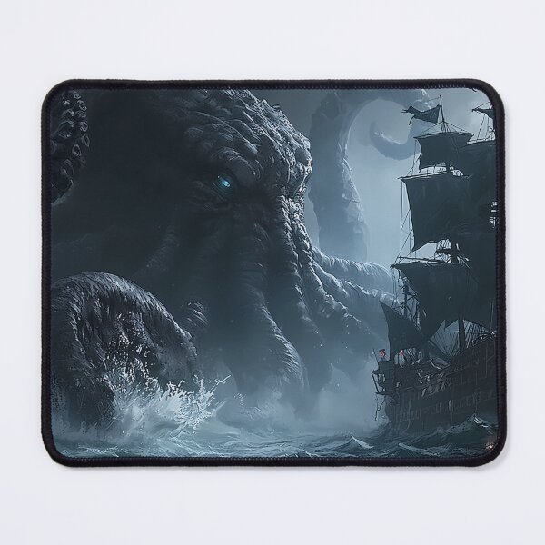 Item preview, Kraken Attacking Pirate Ship Dark Fantasy designed and sold by MythicGridArt.