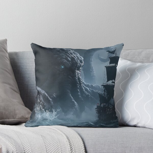 Item preview, Kraken Attacking Pirate Ship Dark Fantasy designed and sold by MythicGridArt.
