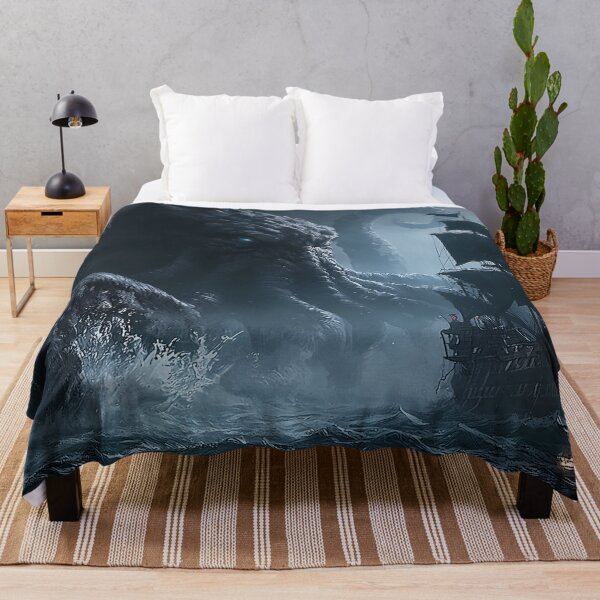 Item preview, Kraken Attacking Pirate Ship Dark Fantasy designed and sold by MythicGridArt.