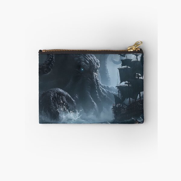Item preview, Kraken Attacking Pirate Ship Dark Fantasy designed and sold by MythicGridArt.