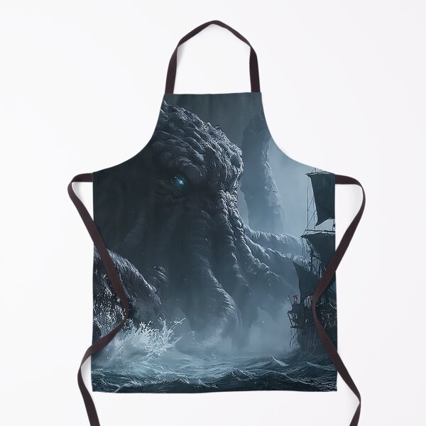 Item preview, Kraken Attacking Pirate Ship Dark Fantasy designed and sold by MythicGridArt.
