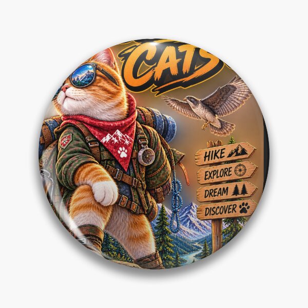 Item preview, Born to Explore Cat  Outdoor Hiking Adventure  Vintage Wilderness Design designed and sold by TeeVibeHaus.