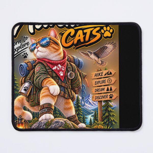 Item preview, Born to Explore Cat Outdoor Hiking Adventure Vintage Wilderness Design designed and sold by TeeVibeHaus.