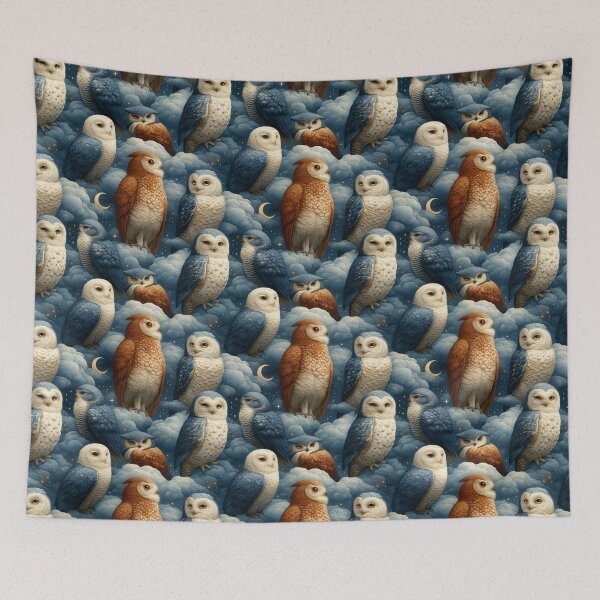 Item preview, Vintage Celestial Owl Moon Cloud Pattern By Moose Disco designed and sold by MooseDisco.