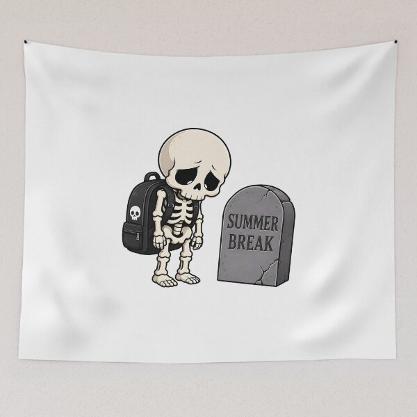 Item preview, Summer Break Gravestone Skeleton School Cartoon designed and sold by Artmares.
