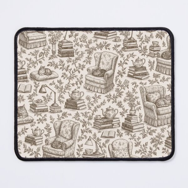 Item preview, Cozy Reading Nook Toile Seamless Pattern | Vintage Cozy Reading Toile Repeat designed and sold by StickyGuys.
