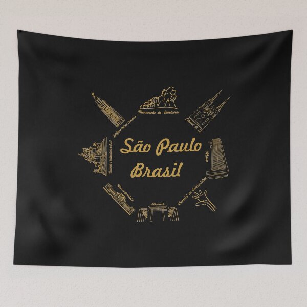 Item preview, Sao Paulo Brasil Landmarks - Golden Line Art City Icons Souvenir designed and sold by Sampa In Focus.