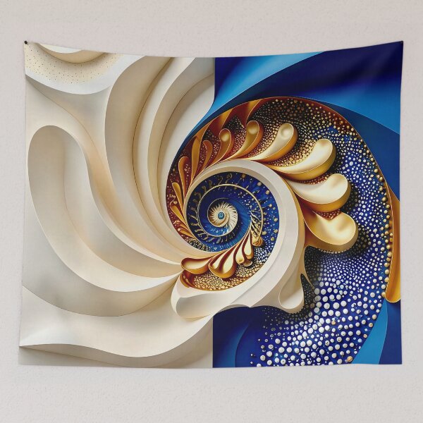 Item preview, Intricate Spiral Design in Blue and Gold designed and sold by Vicky Brago-Mitchell®.