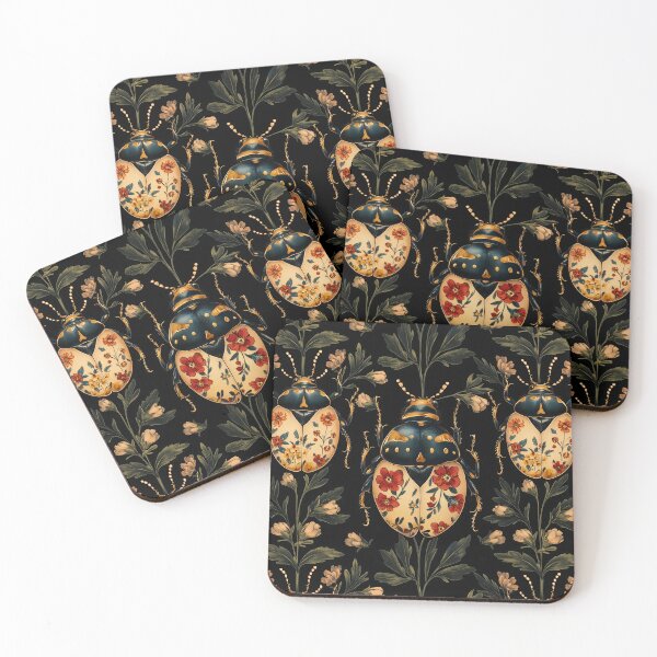 Item preview, Vintage Gothic Beetle Floral Botanical Pattern by Moose Disco designed and sold by MooseDisco.