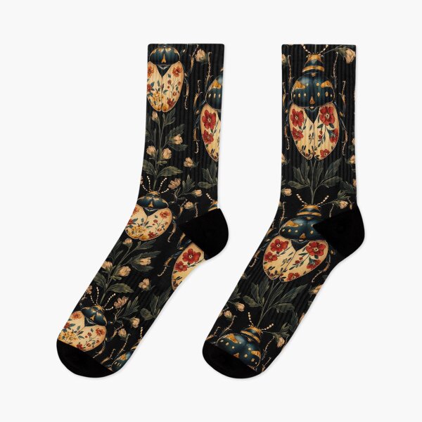 Item preview, Vintage Gothic Beetle Floral Botanical Pattern by Moose Disco designed and sold by MooseDisco.