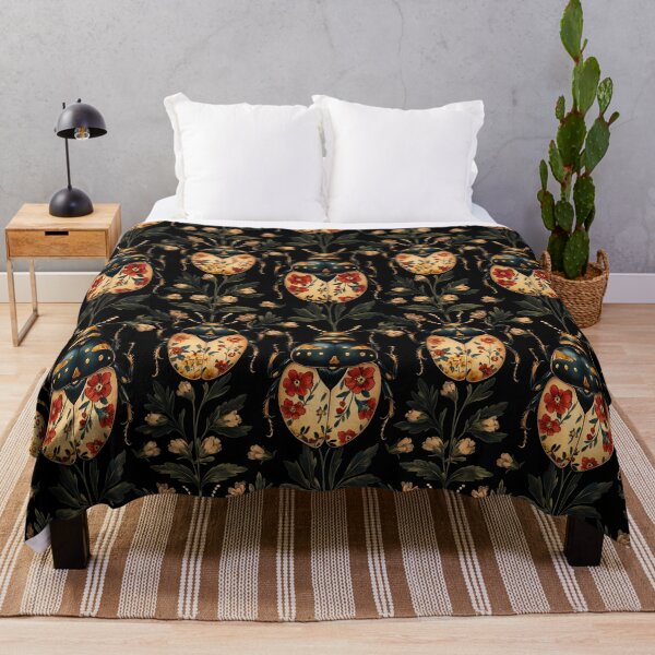 Item preview, Vintage Gothic Beetle Floral Botanical Pattern by Moose Disco designed and sold by MooseDisco.