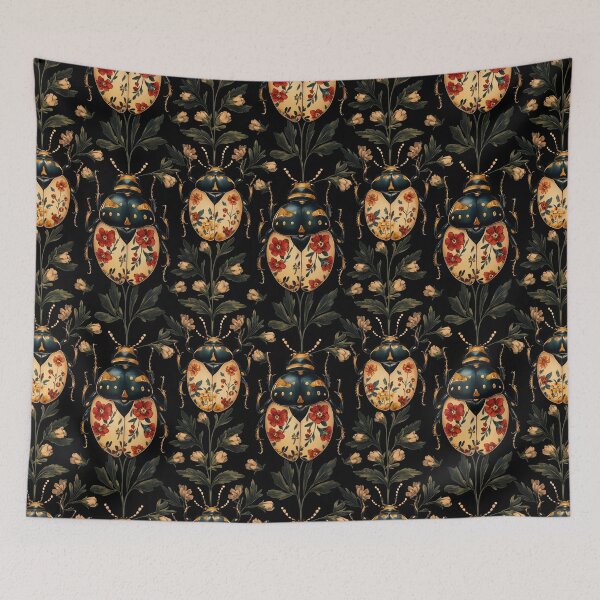 Item preview, Vintage Gothic Beetle Floral Botanical Pattern by Moose Disco designed and sold by MooseDisco.