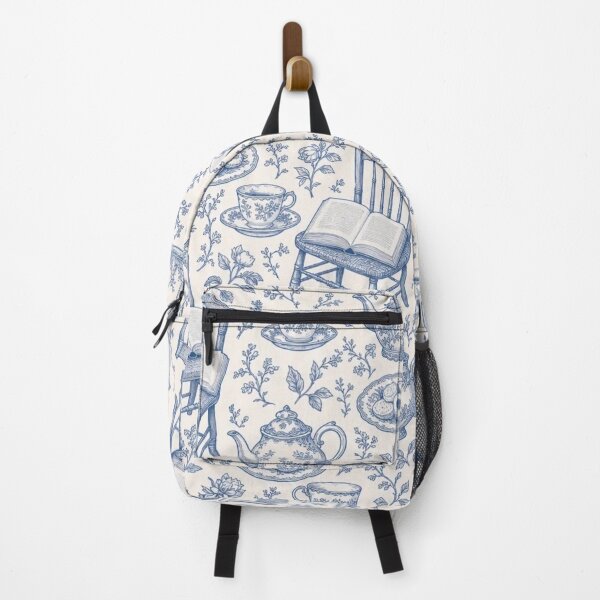 Item preview, Tea and Books Toile Seamless Pattern | Vintage Cozy Reading Toile Repeat designed and sold by StickyGuys.