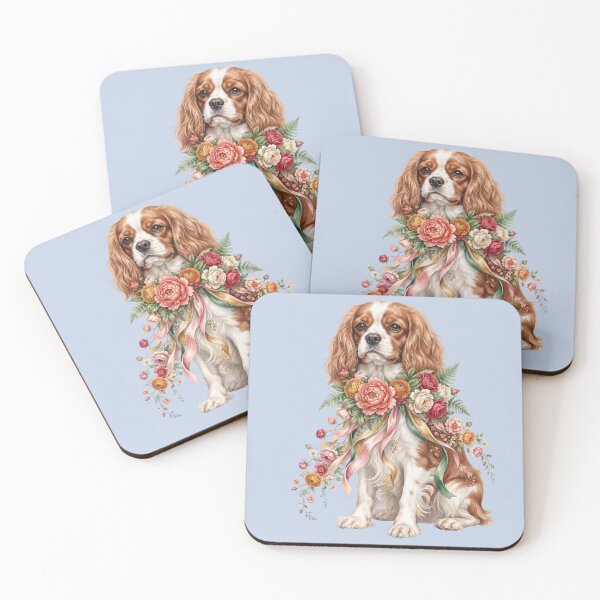 Item preview, Cavalier Spaniel Floral Portrait designed and sold by ImageryLoom.
