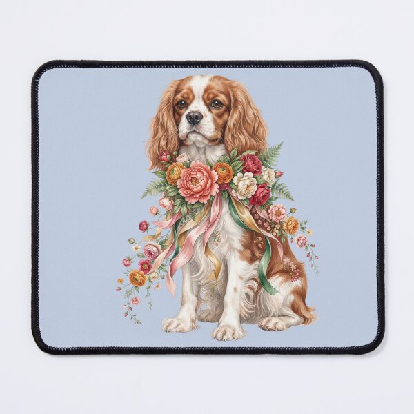 Item preview, Cavalier Spaniel Floral Portrait designed and sold by ImageryLoom.