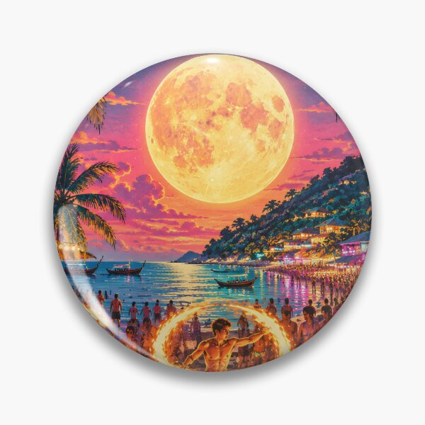 Item preview, Full Moon Party Koh Phangan Thailand – Retro Sunset Travel Poster designed and sold by Spirit of Siam.