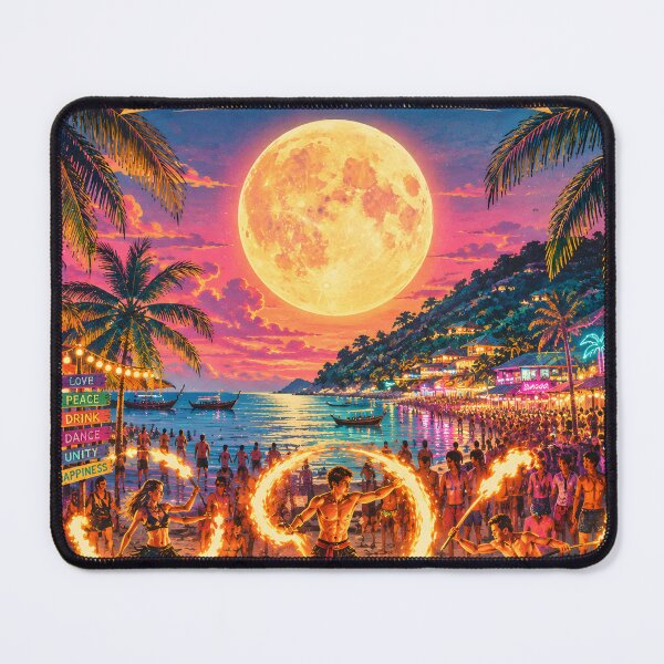 Item preview, Full Moon Party Koh Phangan Thailand – Retro Sunset Travel Poster designed and sold by Spirit of Siam.