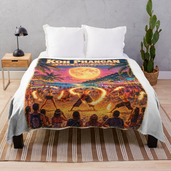 Item preview, Full Moon Party Koh Phangan Thailand – Retro Sunset Travel Poster designed and sold by Spirit of Siam.