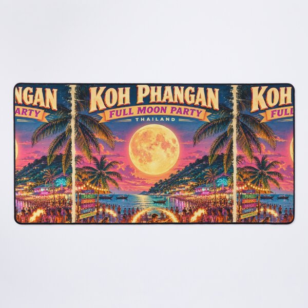 Item preview, Full Moon Party Koh Phangan Thailand – Retro Sunset Travel Poster designed and sold by Spirit of Siam.
