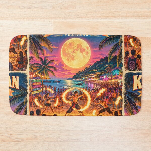 Item preview, Full Moon Party Koh Phangan Thailand – Retro Sunset Travel Poster designed and sold by Spirit of Siam.