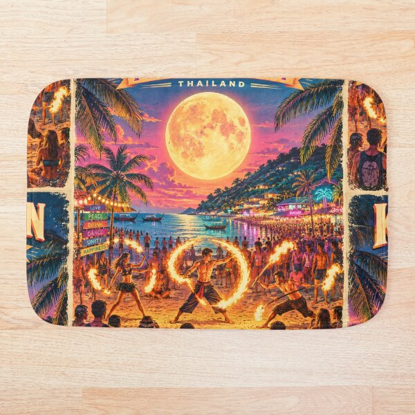Item preview, Fiesta de Luna Llena en Koh Phangan, Tailandia – Póster de Viaje Retro al Atardecer designed and sold by Spirit of Siam.