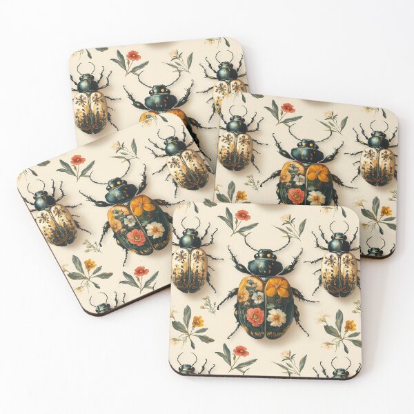 Item preview, Vintage Botanical Floral Jewel Beetle Pattern by Moose Disco designed and sold by MooseDisco.