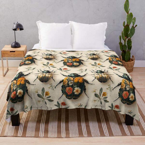 Item preview, Vintage Botanical Floral Jewel Beetle Pattern by Moose Disco designed and sold by MooseDisco.
