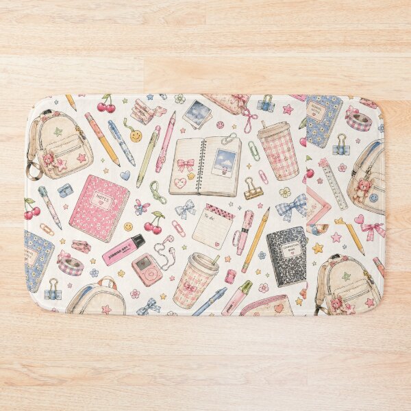Item preview, Coquette Pink School Supplies Aesthetic Pattern designed and sold by NinaVibeStudio.