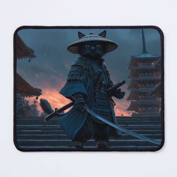 Item preview, The Wandering Ronin Cat - Mystic Samurai Warrior designed and sold by MythicGridArt.