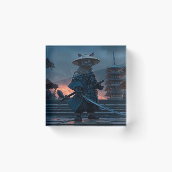Item preview, The Wandering Ronin Cat - Mystic Samurai Warrior designed and sold by MythicGridArt.
