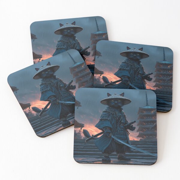 Item preview, The Wandering Ronin Cat - Mystic Samurai Warrior designed and sold by MythicGridArt.