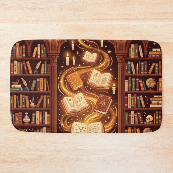 Item preview, Magical Library of Spellbooks - Dark Academia Floating Grimoires Art designed and sold by KreonaTime.