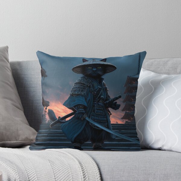 Item preview, The Wandering Ronin Cat - Mystic Samurai Warrior designed and sold by MythicGridArt.