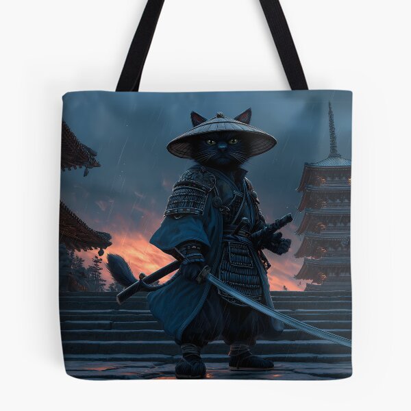 Item preview, The Wandering Ronin Cat - Mystic Samurai Warrior designed and sold by MythicGridArt.