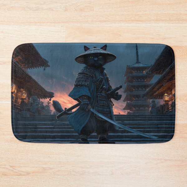 Item preview, The Wandering Ronin Cat - Mystic Samurai Warrior designed and sold by MythicGridArt.