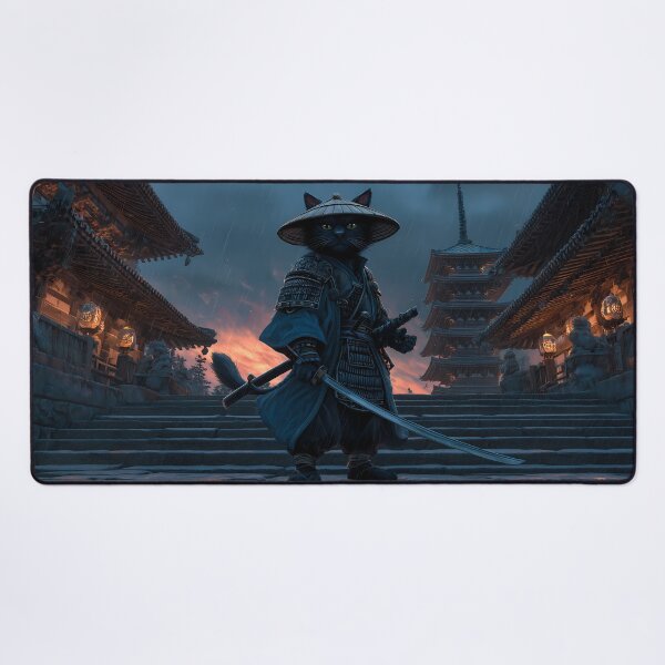 Item preview, The Wandering Ronin Cat - Mystic Samurai Warrior designed and sold by MythicGridArt.