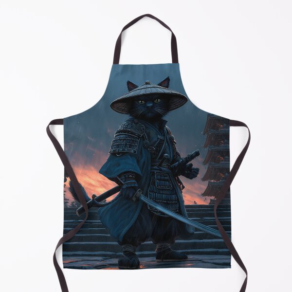 Item preview, The Wandering Ronin Cat - Mystic Samurai Warrior designed and sold by MythicGridArt.