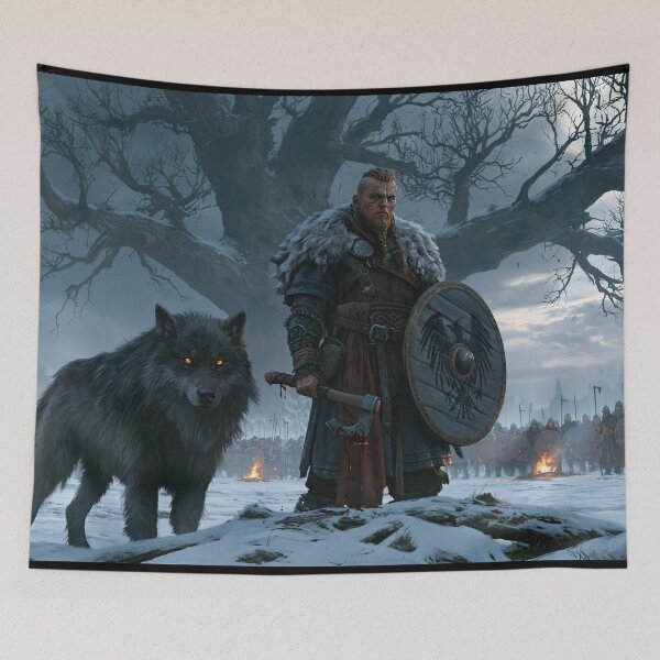 Item preview, Nordic Warrior Chief & Giant Wolf designed and sold by MythicGridArt.