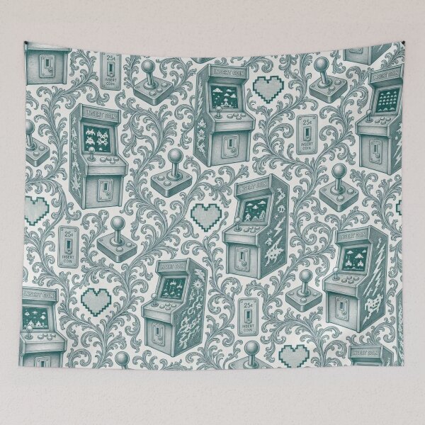 Item preview, Retro Arcade Toile Seamless Pattern | Vintage Cozy Gaming Toile Repeat designed and sold by StickyGuys.