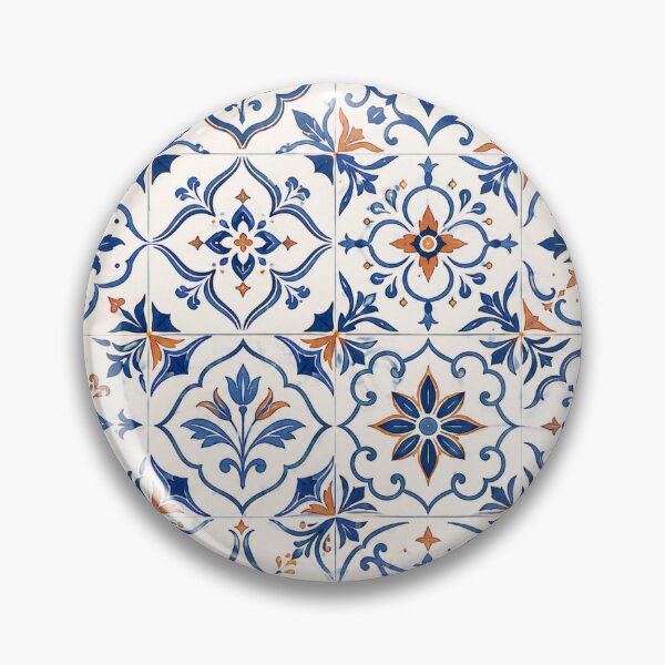 Item preview, Mediterranean Ceramic Mosaic Pattern Blue Terracotta Azulejo designed and sold by QCena.