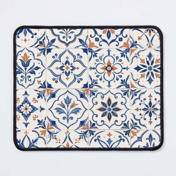 Item preview, Mediterranean Ceramic Mosaic Pattern Blue Terracotta Azulejo designed and sold by QCena.