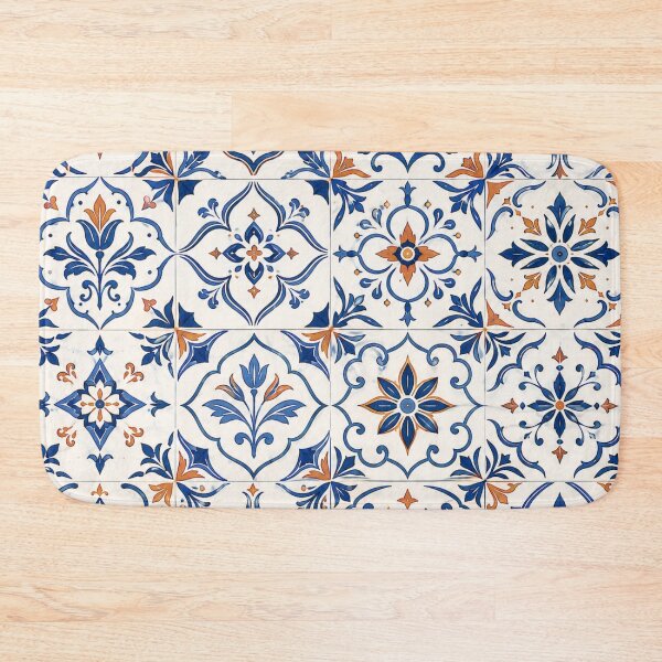 Item preview, Mediterranean Ceramic Mosaic Pattern Blue Terracotta Azulejo designed and sold by QCena.