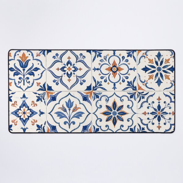 Item preview, Mediterranean Ceramic Mosaic Pattern Blue Terracotta Azulejo designed and sold by QCena.