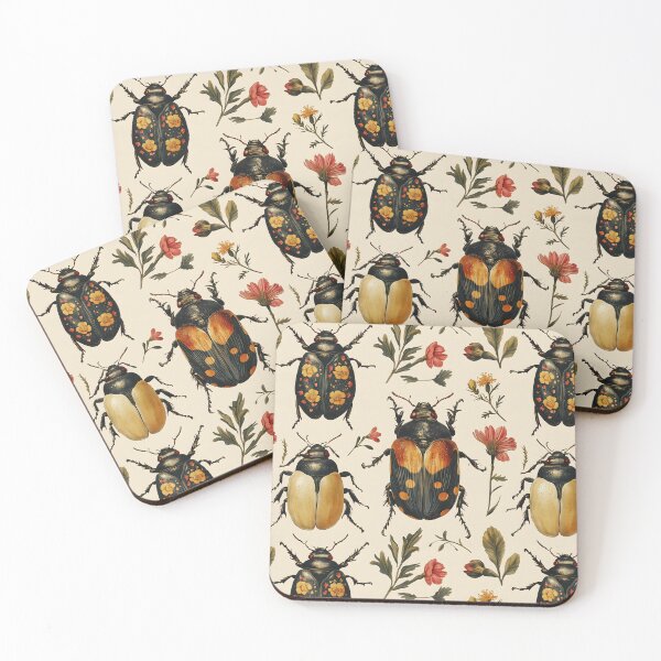 Item preview, Vintage Botanical Floral Mixed Beetle Pattern by Moose Disco designed and sold by MooseDisco.