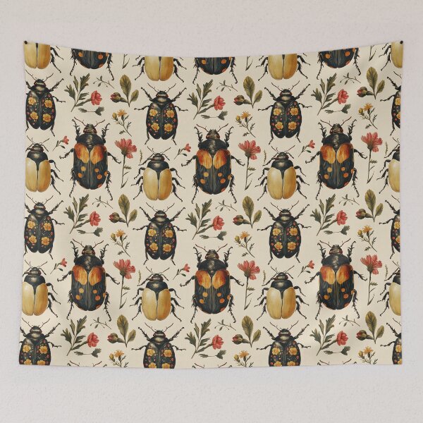 Item preview, Vintage Botanical Floral Mixed Beetle Pattern by Moose Disco designed and sold by MooseDisco.