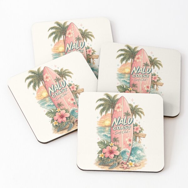 Item preview, Nalu Coast Pink Surfboard | Tropical Beach Sunset | Retro Surf Club designed and sold by Nalu Coast.