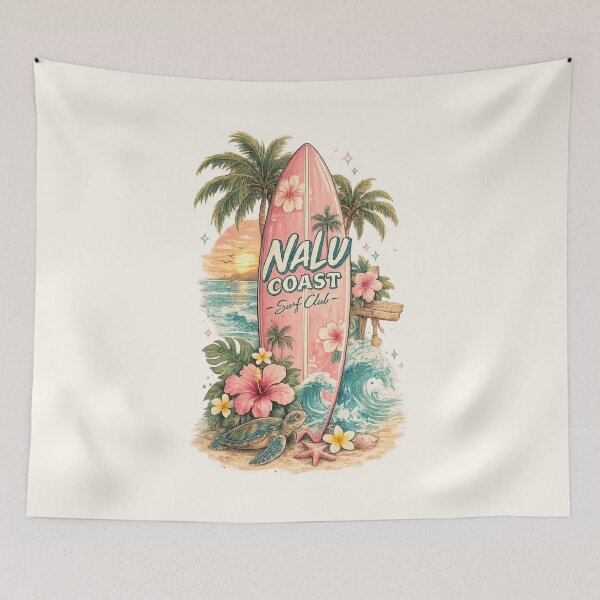 Item preview, Nalu Coast Pink Surfboard | Tropical Beach Sunset | Retro Surf Club designed and sold by Nalu Coast.